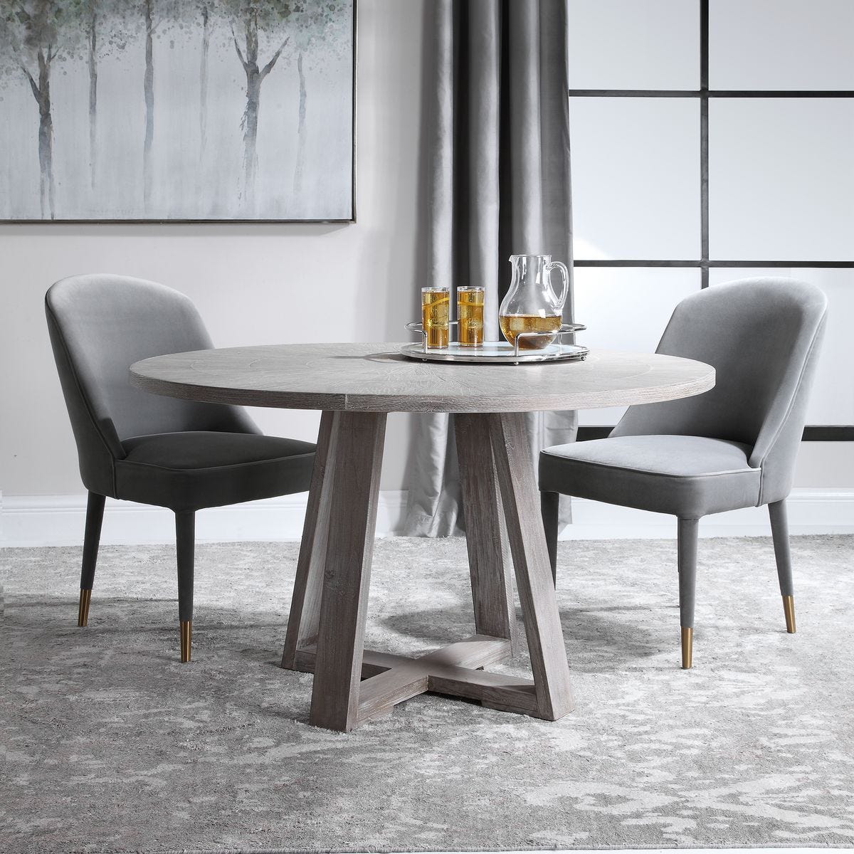 Gidran Dining Table, Gray, 2 Cartons – Furniture by Uttermost | Sutter & Vale