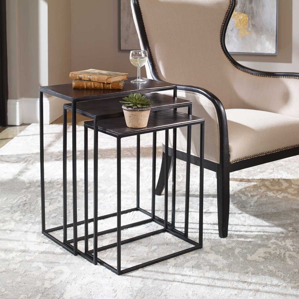Coreene Nesting Tables, Black, S/3