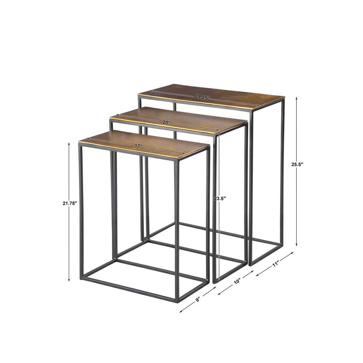 Coreene Nesting Tables, Gold, S/3