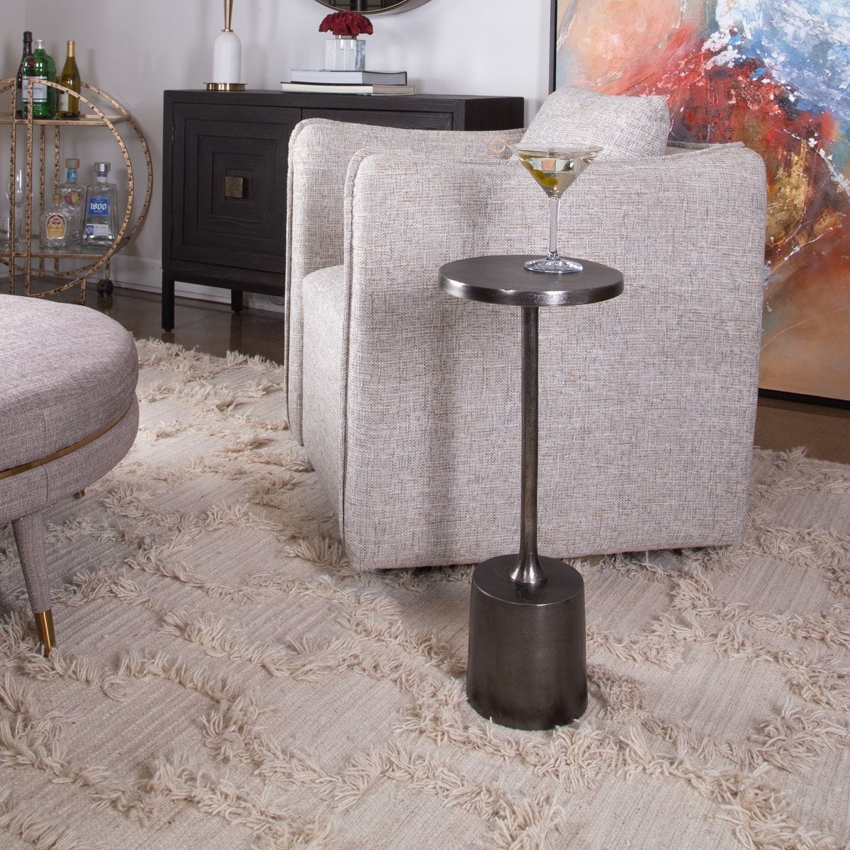 Sanaga Indoor-Outdoor Drink Table, Nickel – Furniture by Uttermost | Sutter & Vale