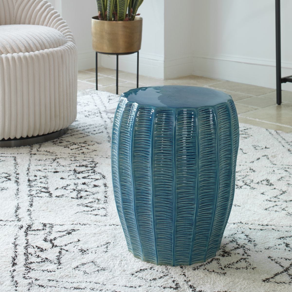 Harbor Garden Stool, Aqua – Furniture by Uttermost | Sutter & Vale