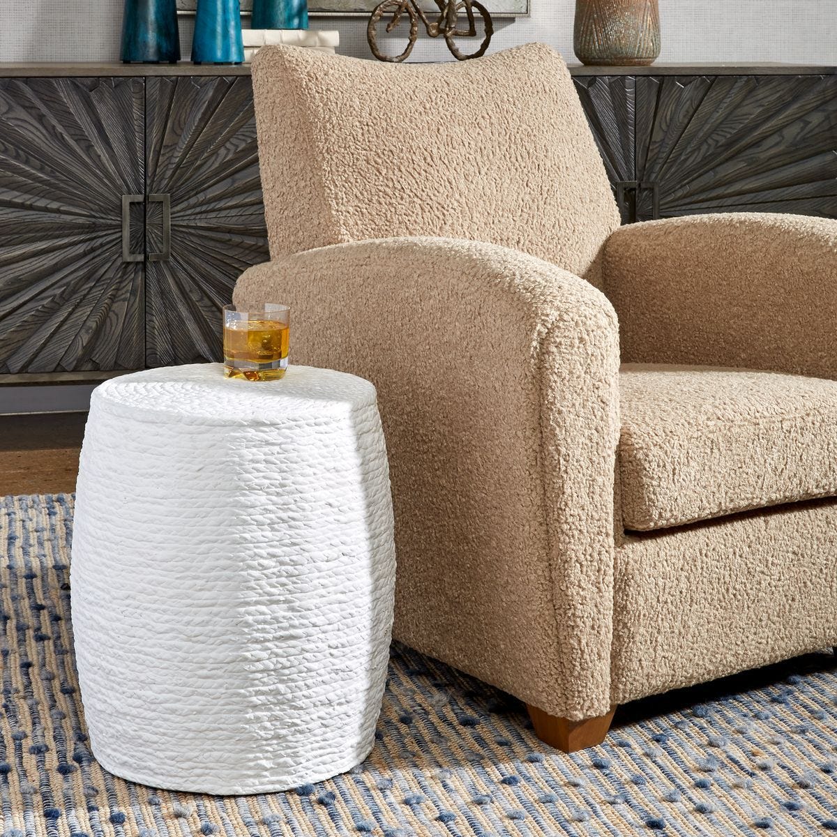 Resort Accent Stool, White – Furniture by Uttermost | Sutter & Vale