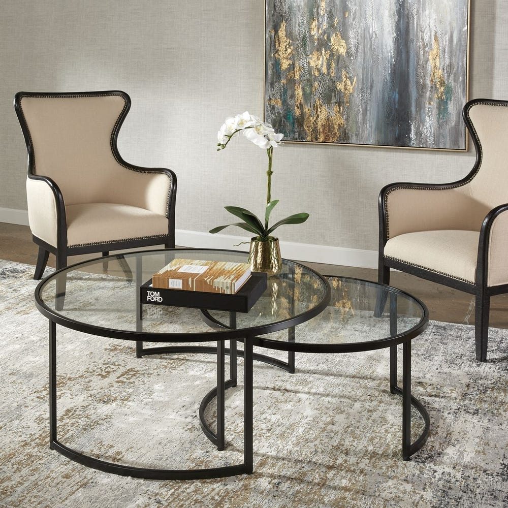 Rhea Nesting Coffee Tables, Black, S/2