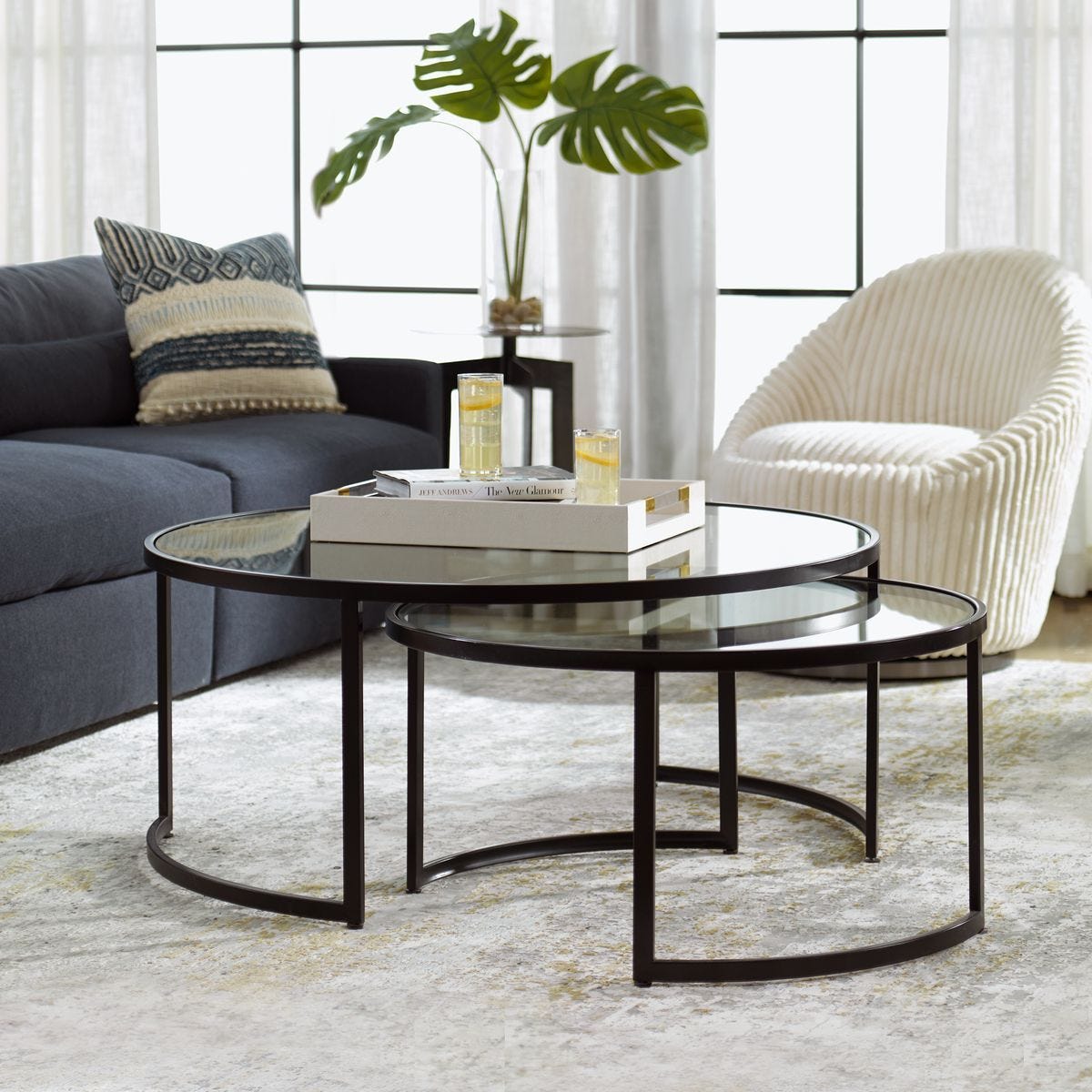 Rhea Nesting Coffee Tables, Black, S/2 – Furniture by Uttermost | Sutter & Vale