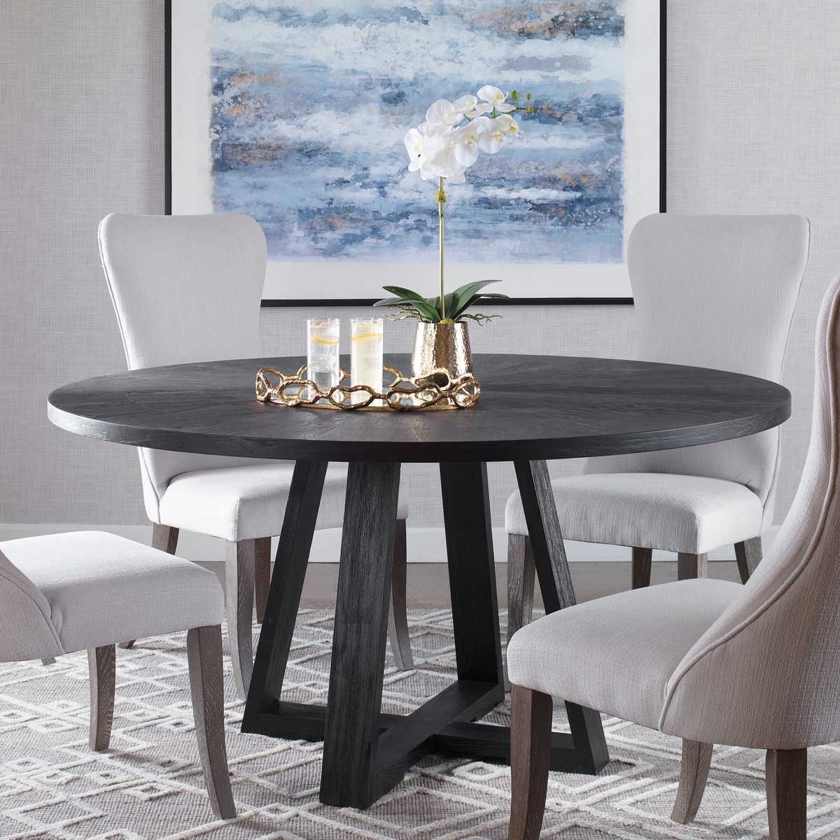 Gidran Dining Table, Black, 2 Cartons – Furniture by Uttermost | Sutter & Vale
