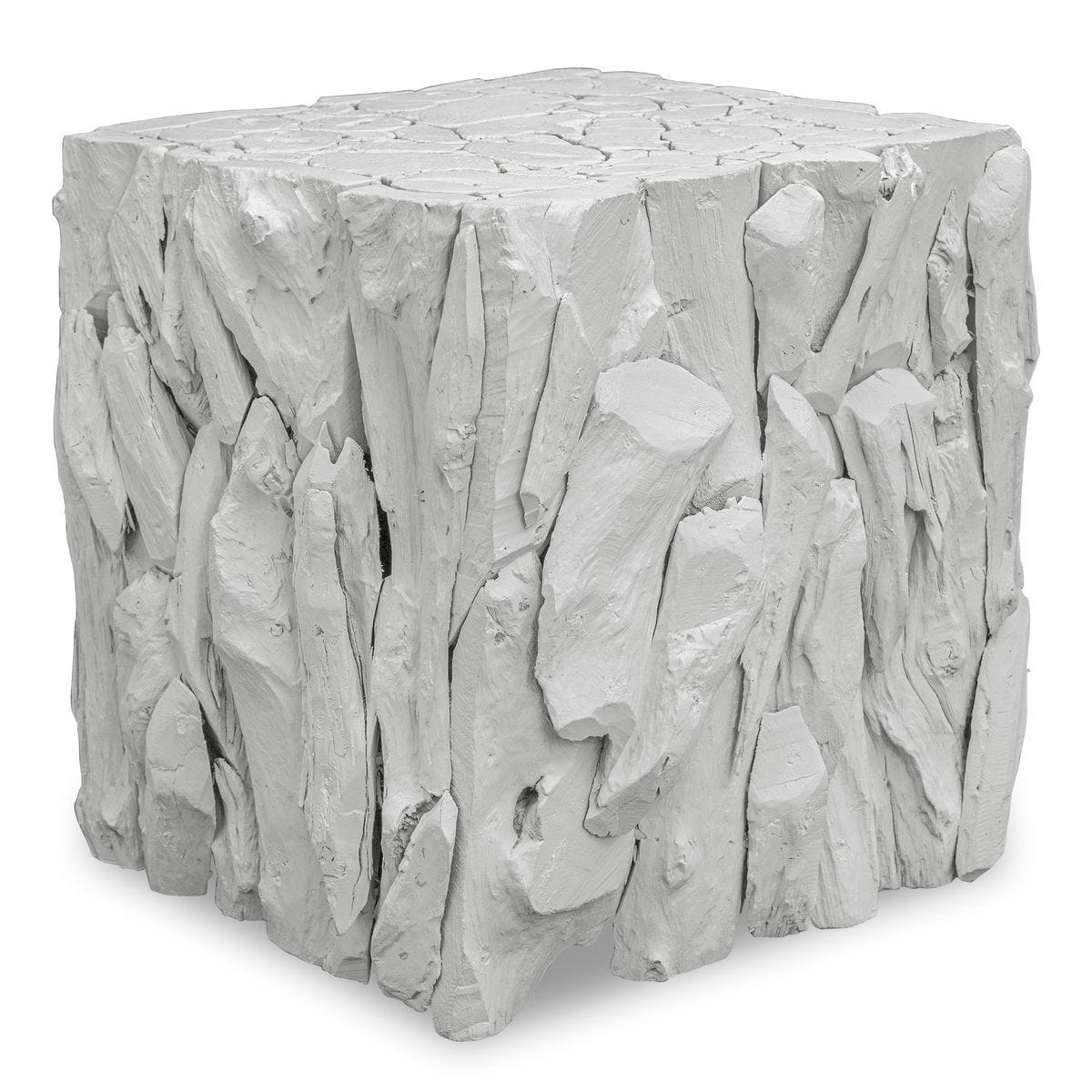 Teak Root Bunching Cube, White – Furniture by Uttermost | Sutter & Vale