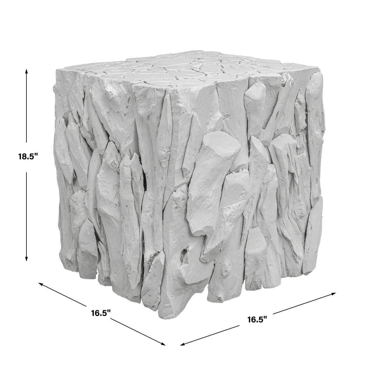 Teak Root Bunching Cube, White – Furniture by Uttermost | Sutter & Vale