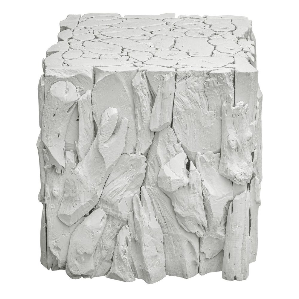 Teak Root Bunching Cube, White