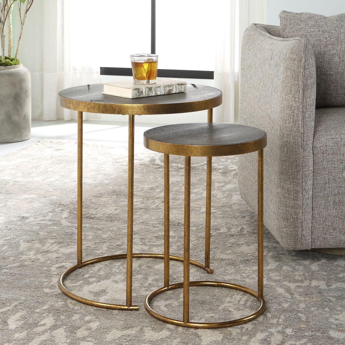 Aragon Nesting Tables, S/2, Gray – Furniture by Uttermost | Sutter & Vale