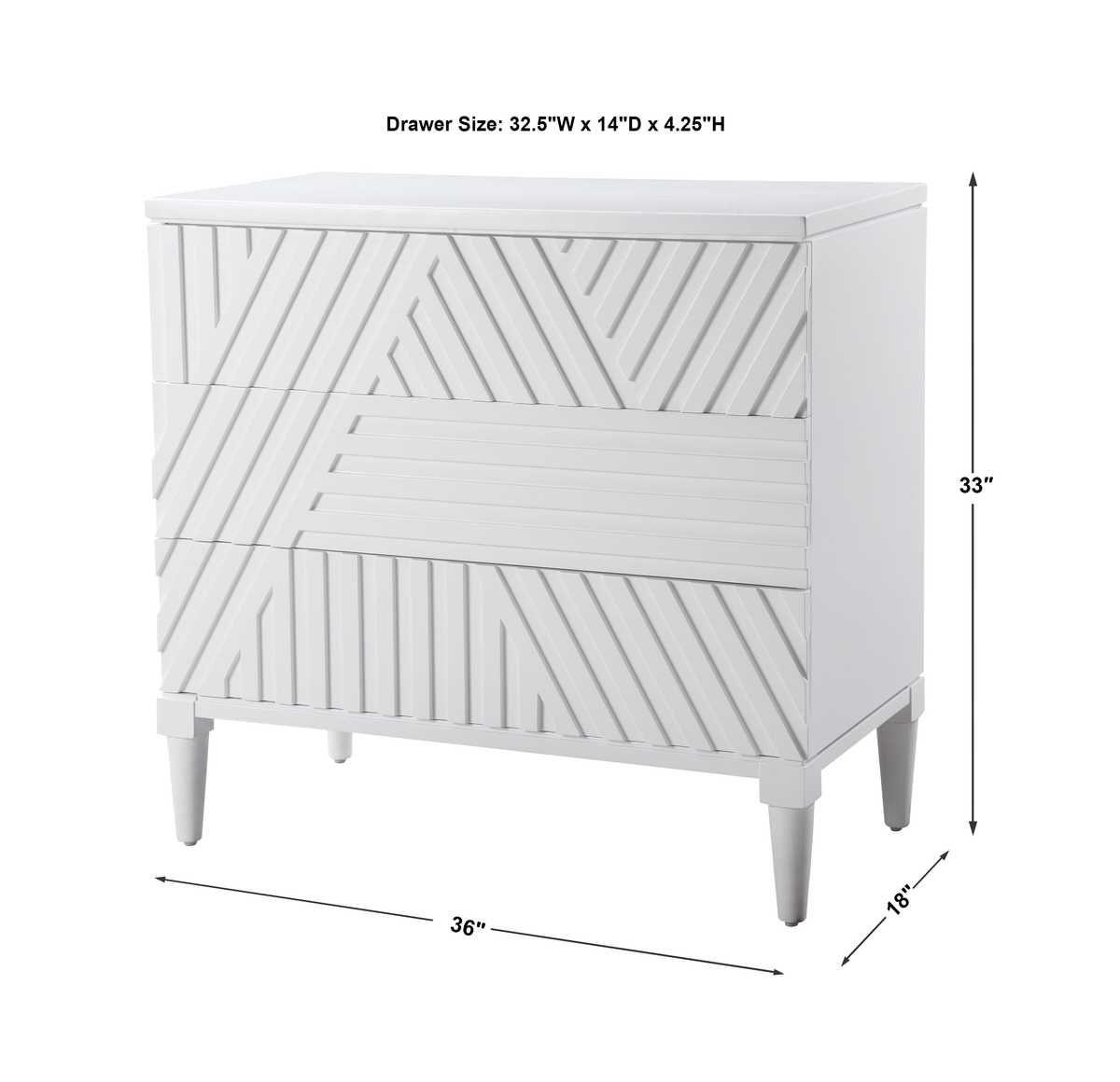 Colby 3 Drawer Chest, White – Furniture by Uttermost | Sutter & Vale
