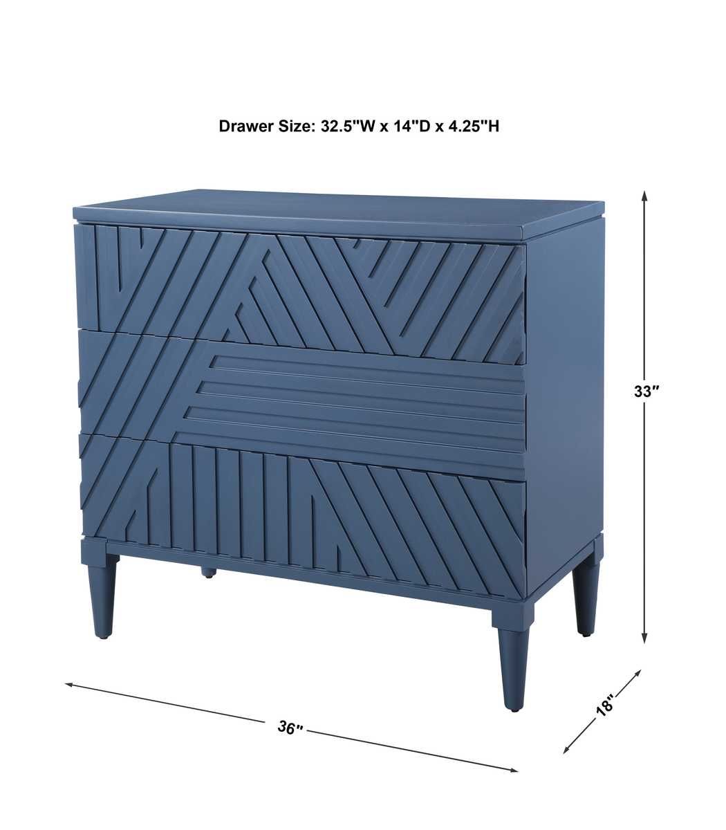 Colby 3 Drawer Chest, Blue by Uttermost