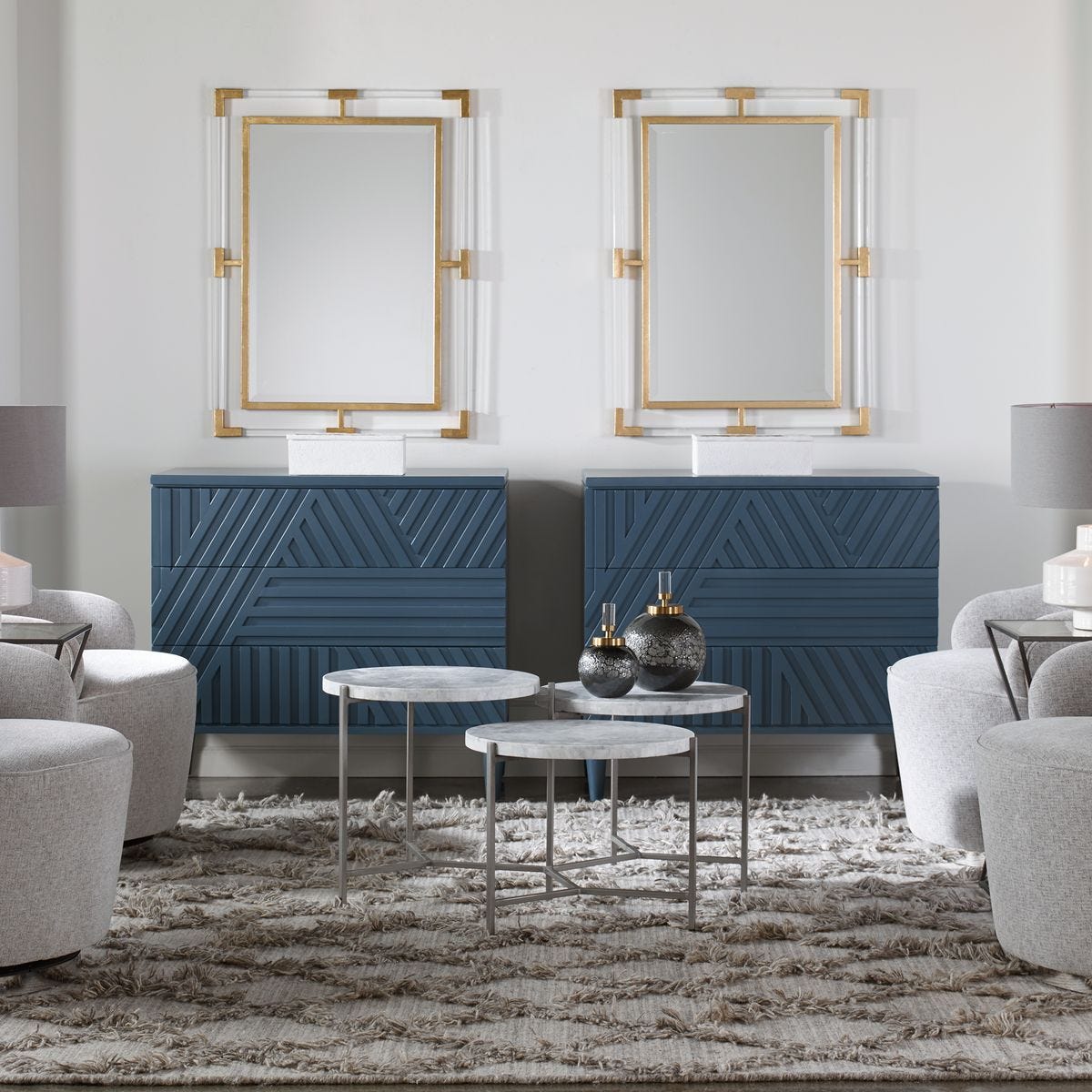 Colby 3 Drawer Chest, Blue – Furniture by Uttermost | Sutter & Vale