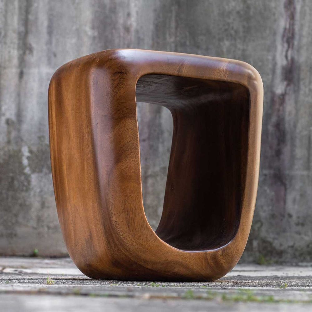 Loophole Accent Stool, Natural Wash