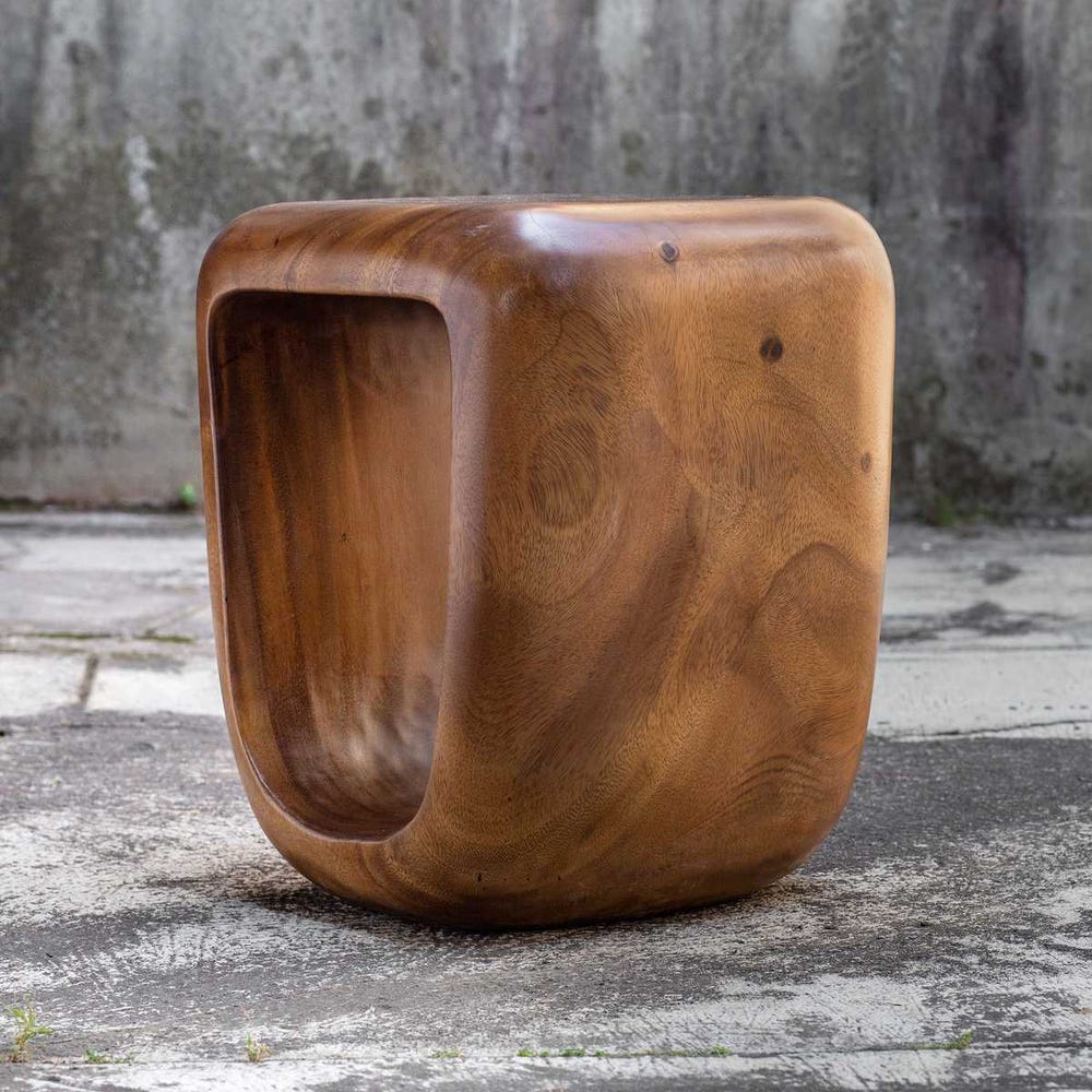 Loophole Accent Stool, Natural Wash