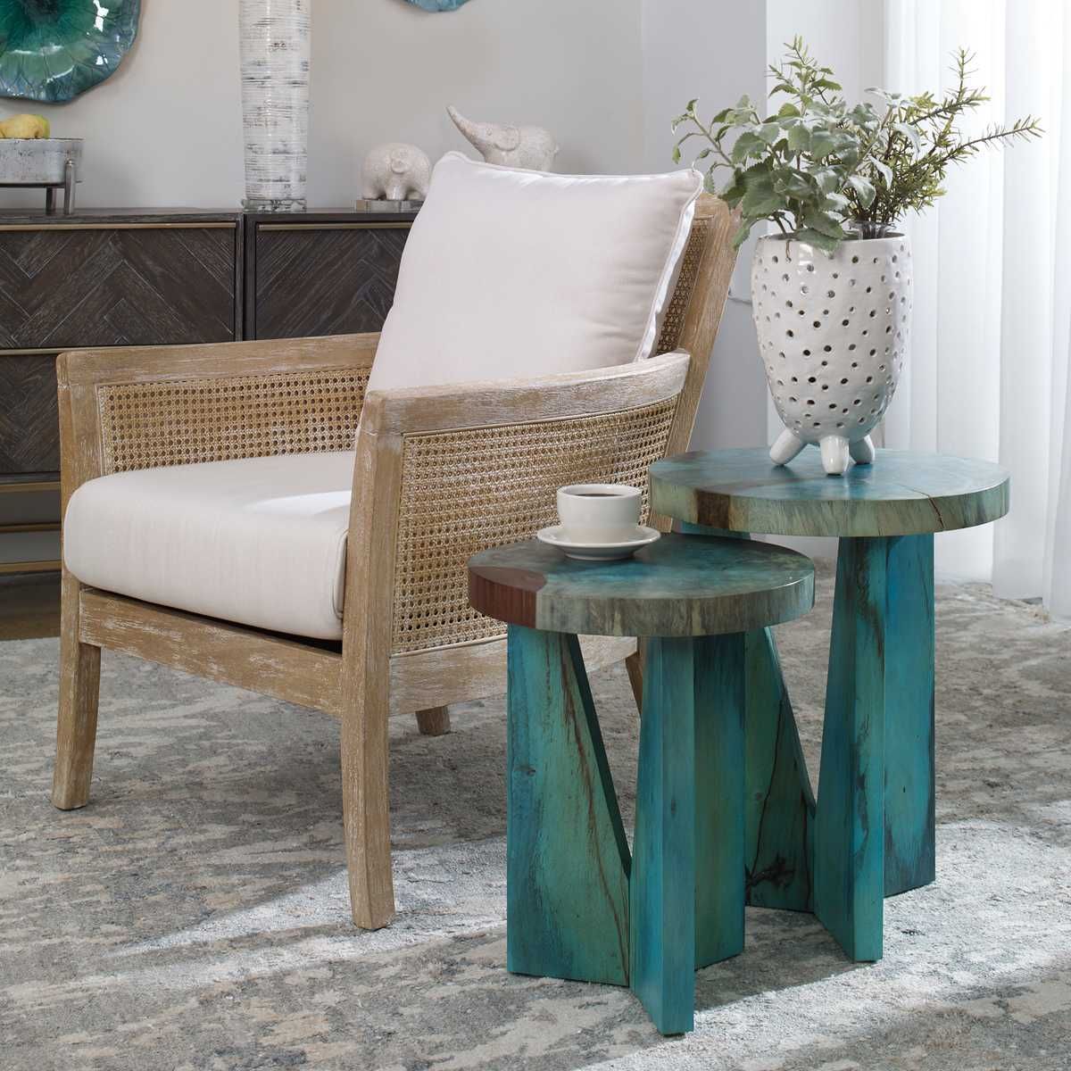 Nadette Nesting Tables, Blue, S/2 – Furniture by Uttermost | Sutter & Vale