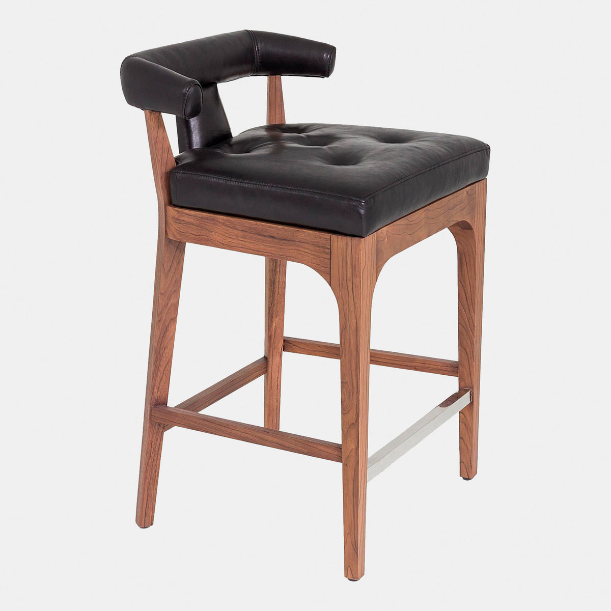 Moderno Counter Stool-Black Marble Leather