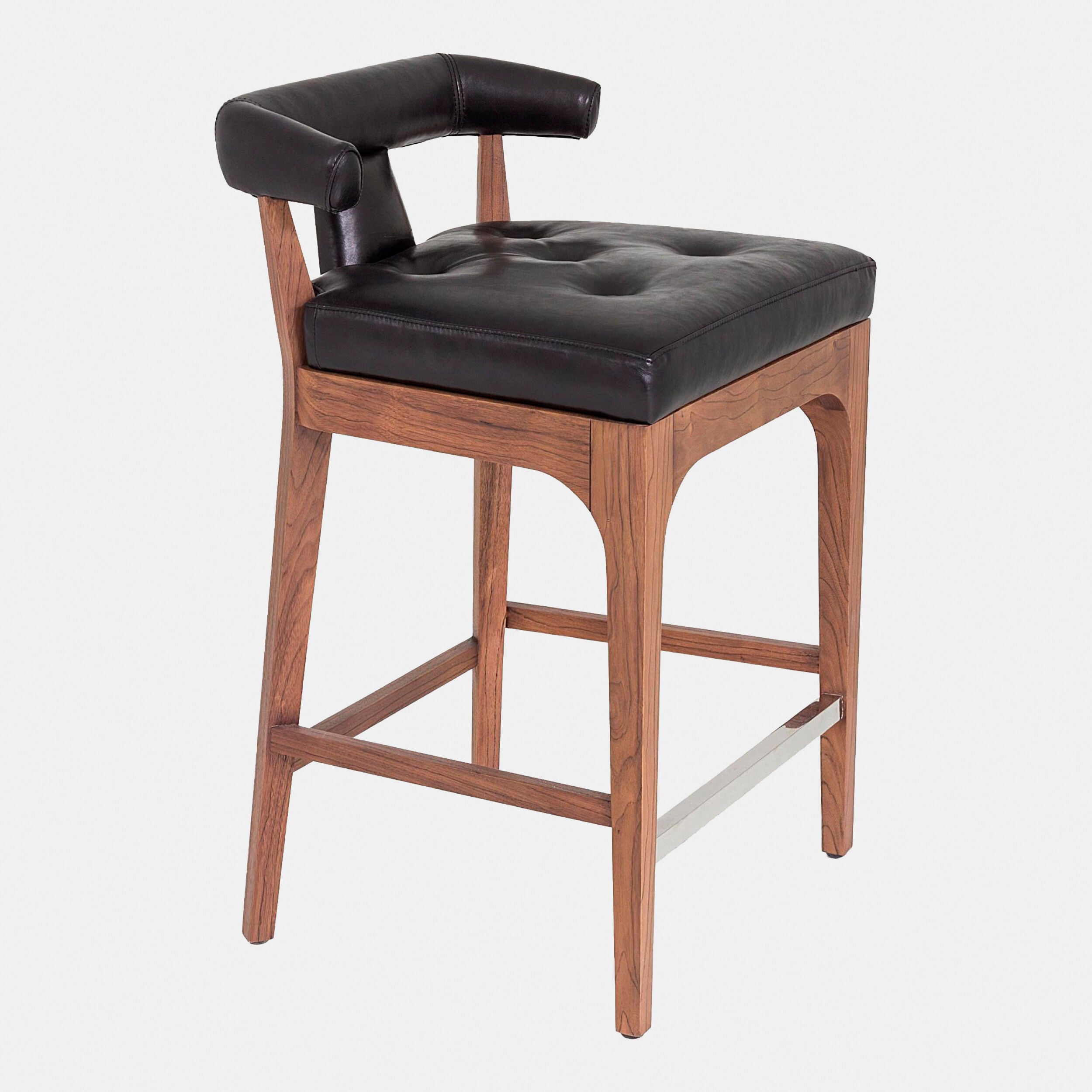 Moderno Counter Stool-Black Marble Leather