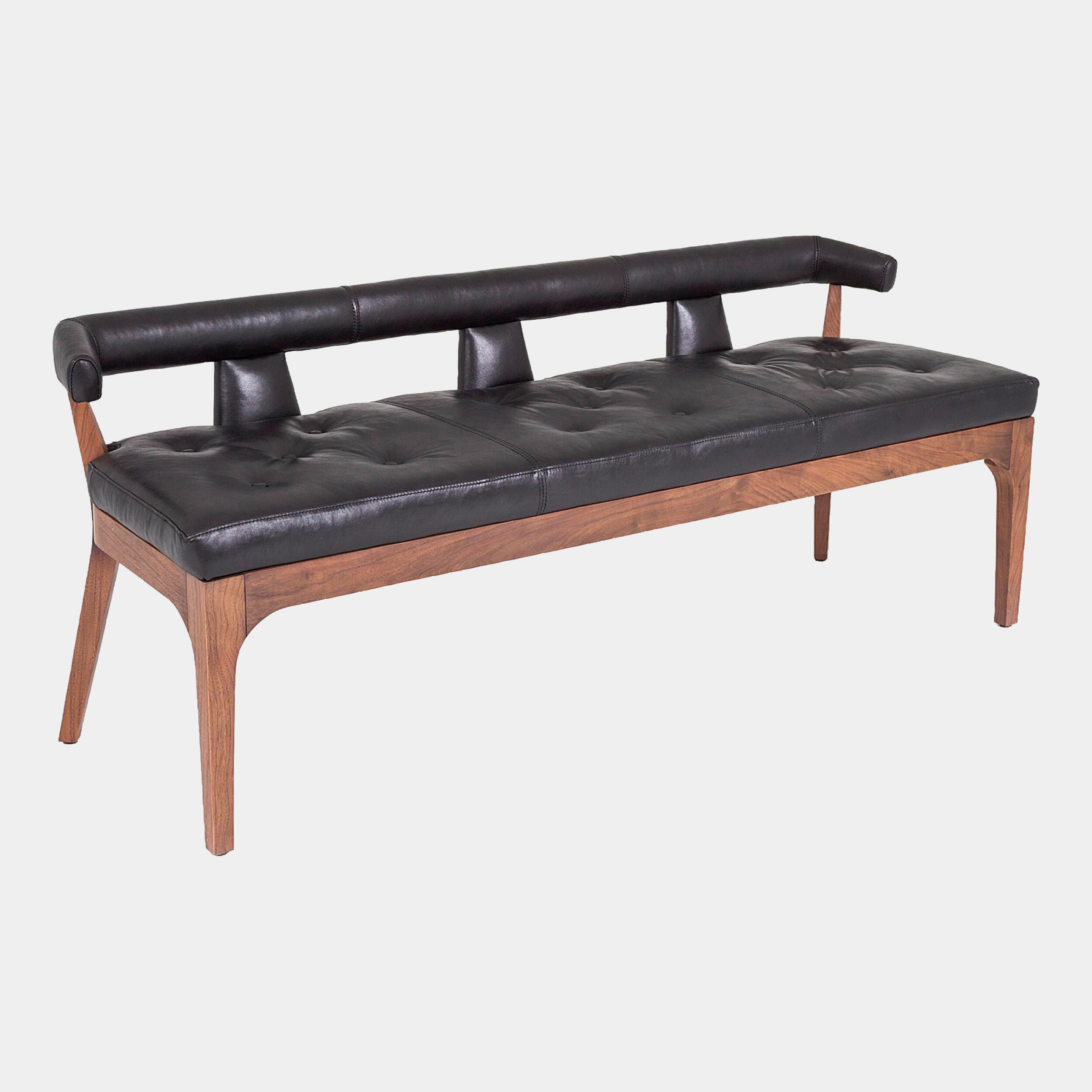 Moderno Bench-Black Marble Leather