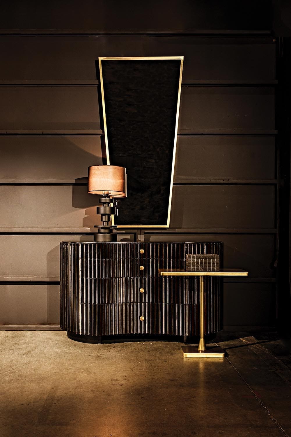 Hild Side Table, Metal with Brass Finish