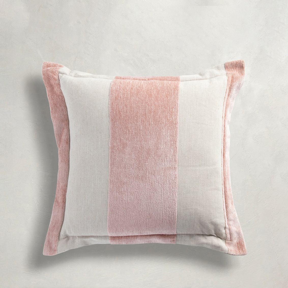 Wide Stripe Chenille Blush Feather 22x22