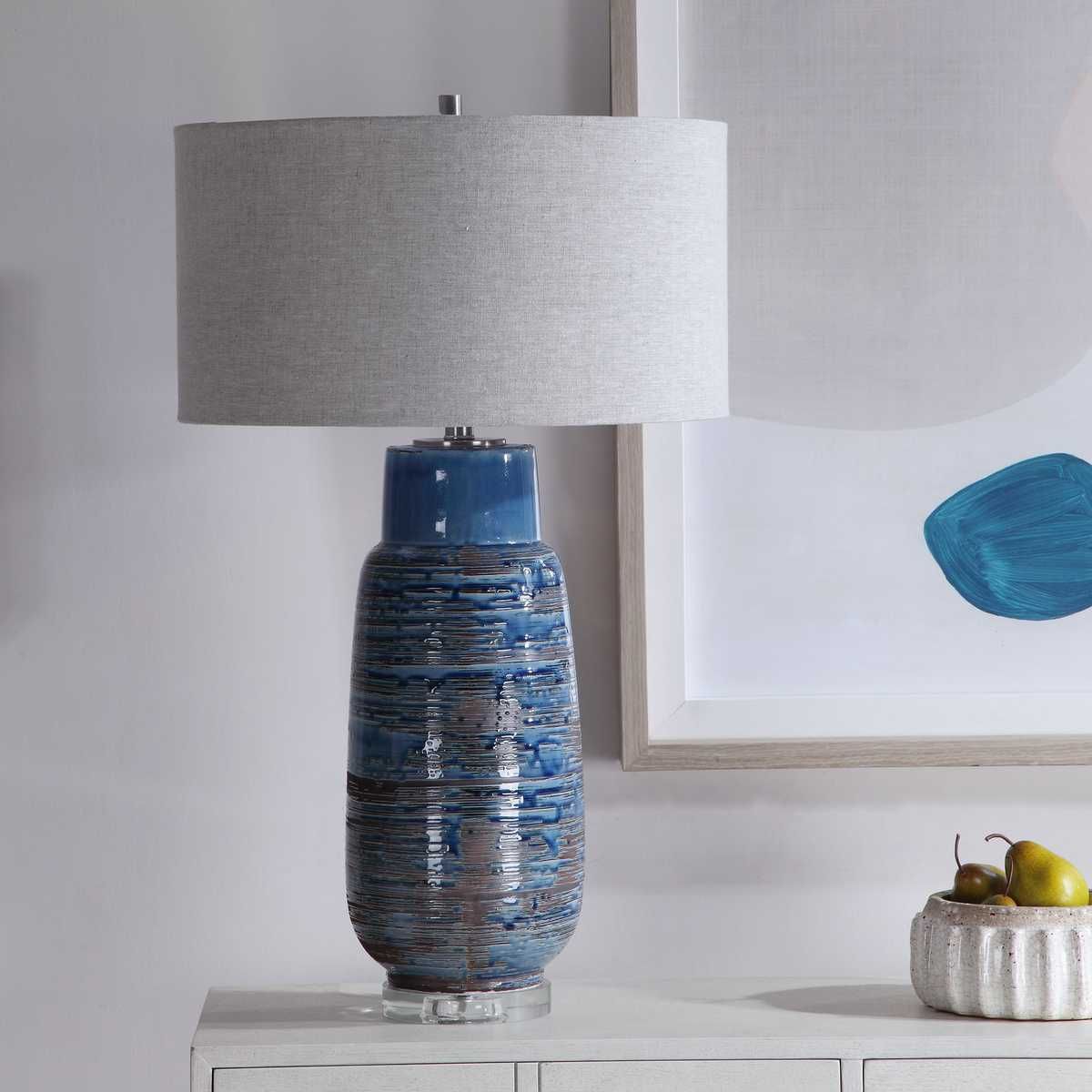 Magellan Table Lamp, Blue – Lamps by Uttermost | Sutter & Vale