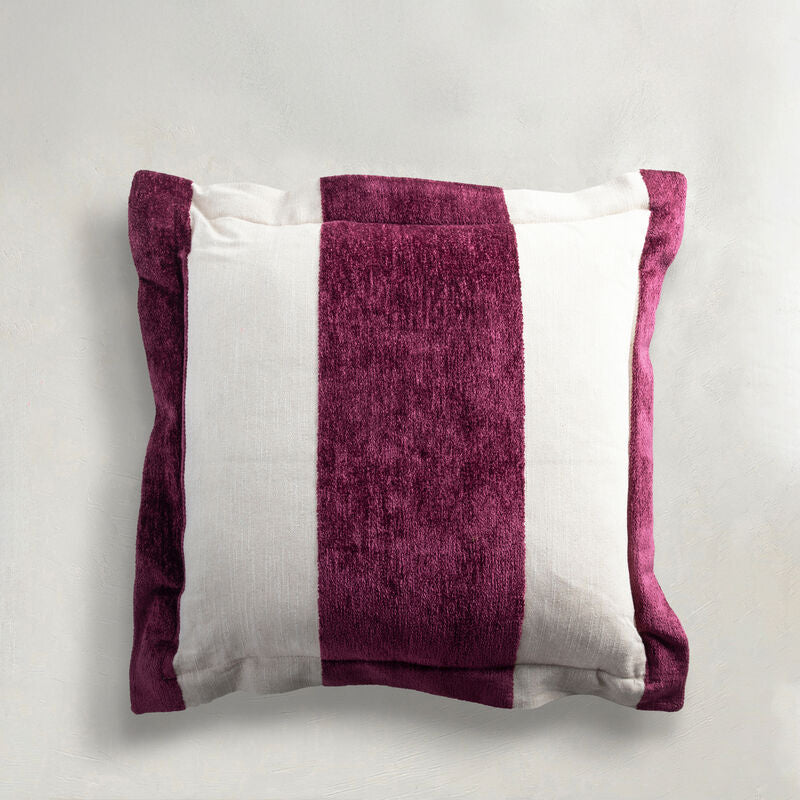 Wide Stripe Chenille Plum Feather 22x22