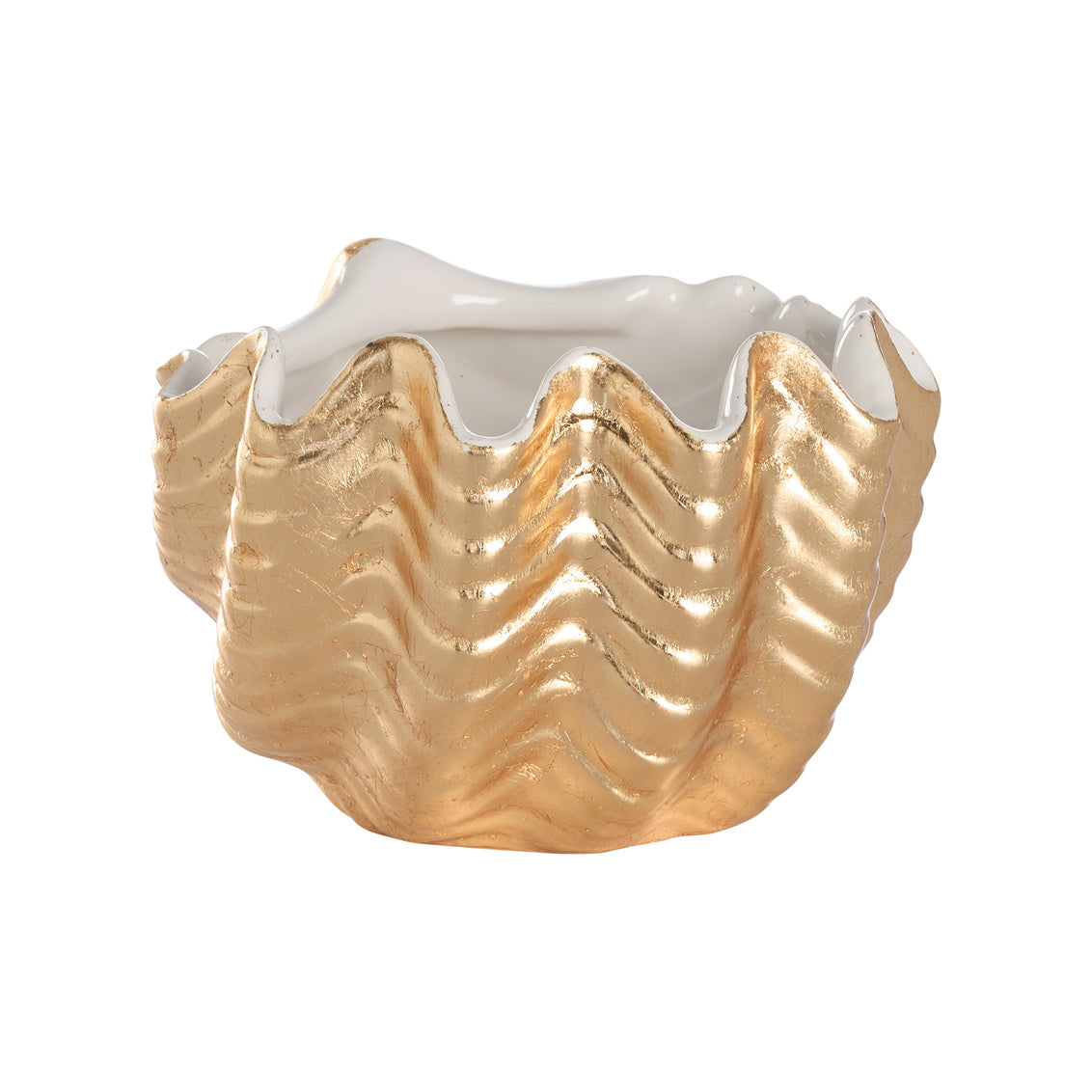 Venus Oyster Bowl (Sm) - Gold in White Glaze/Gold Leaf / Ceramic/Porcelain - Chelsea House