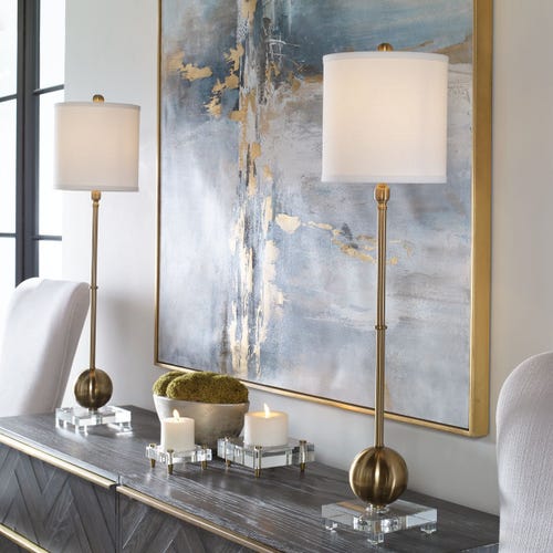 Laton Buffet Lamp, Brass