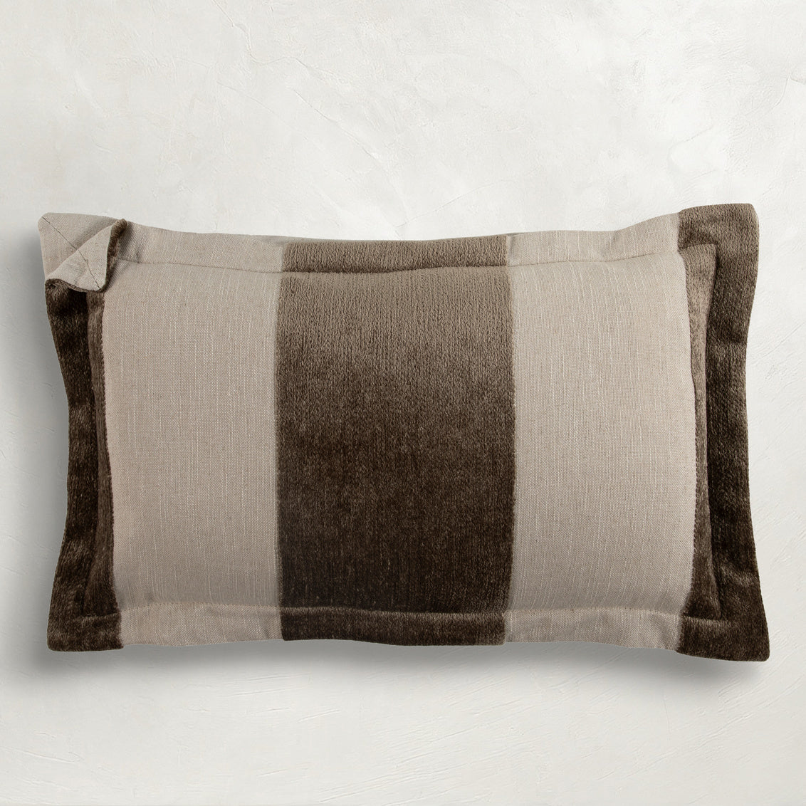 Wide Stripe Chenille Taupe Poly 14x24