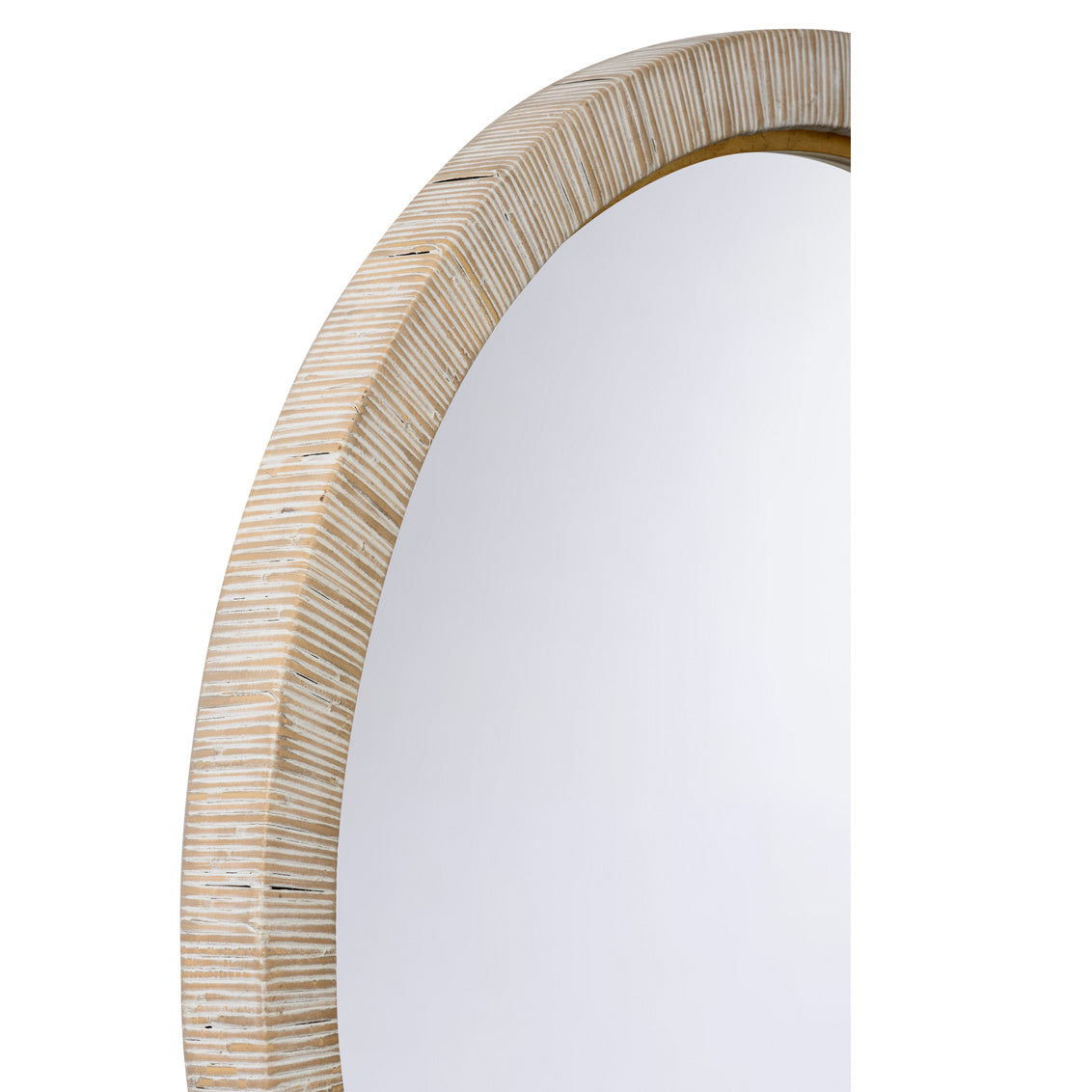 Stately Round Mirror in Whitewashed/Antique Gold Leaf / Rattan - Chelsea House