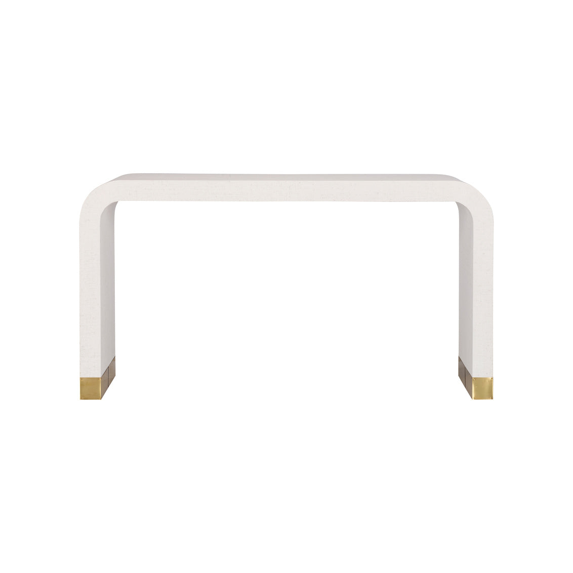 Waterfall Console - White in White/Antique Brass / Raffia - Chelsea House