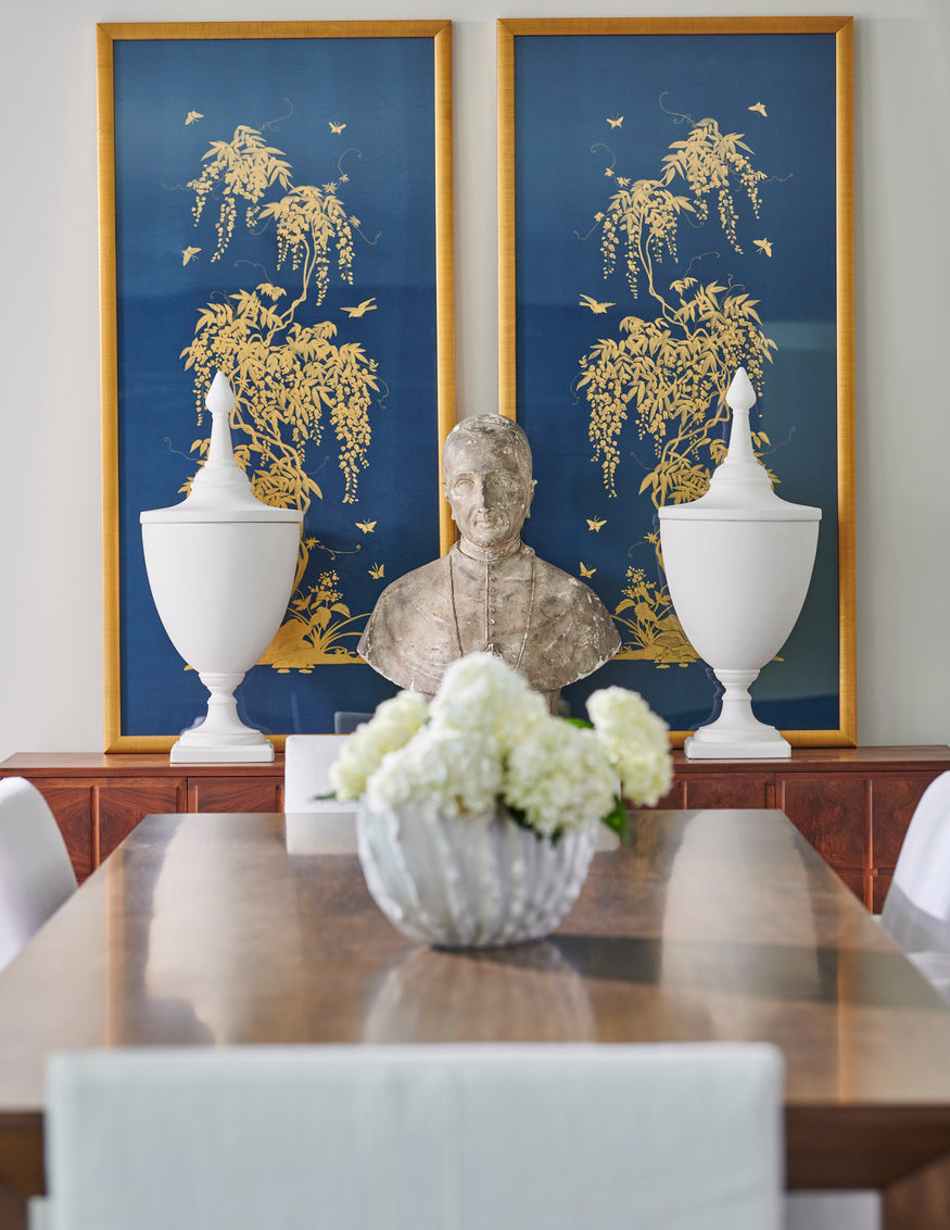 Gold Flowering Tree On Blue B