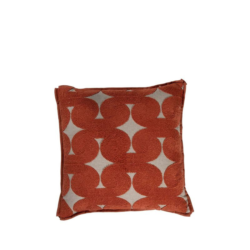 Crewel Swirl Terracotta Feather 26x26