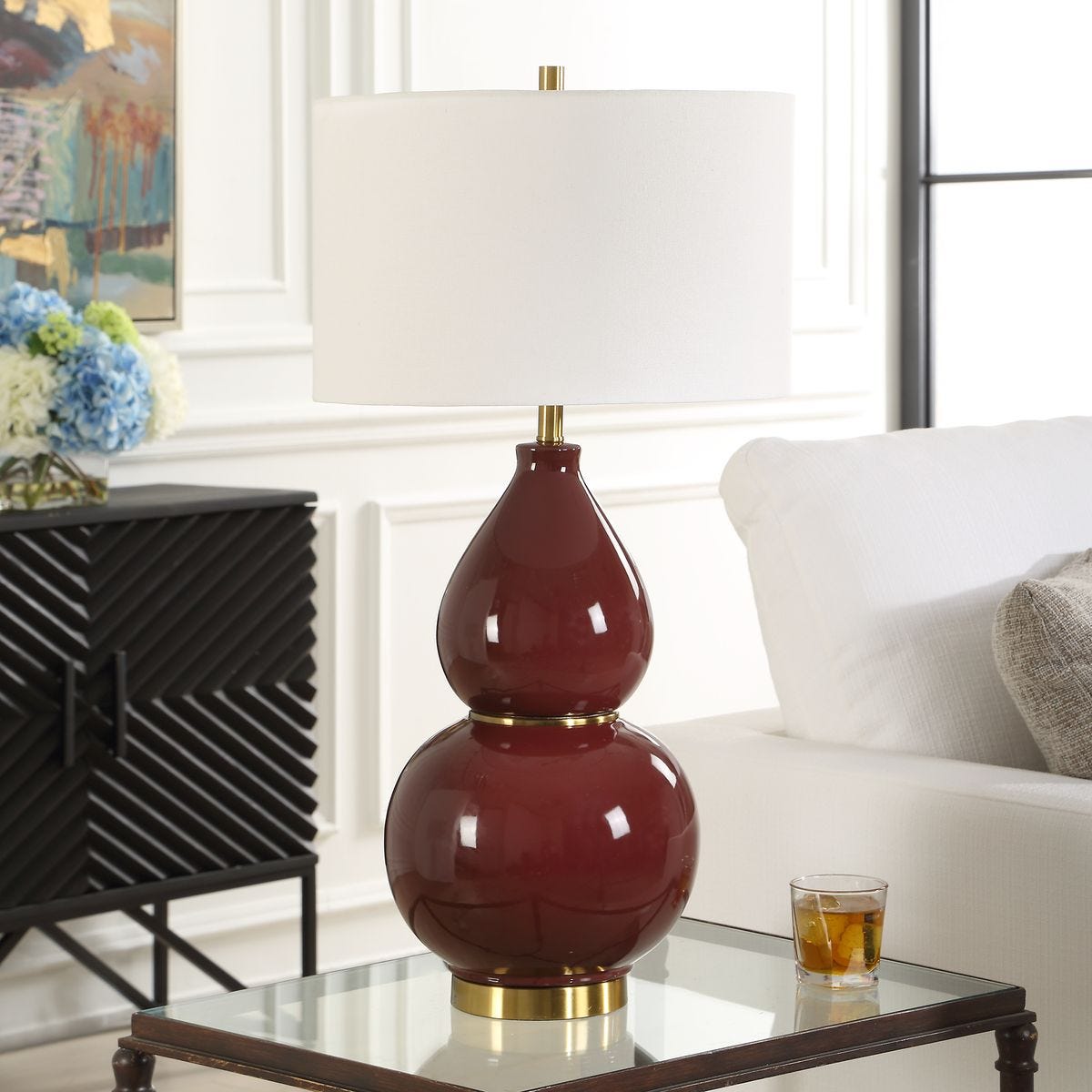 Gourd Table Lamp, Burgundy