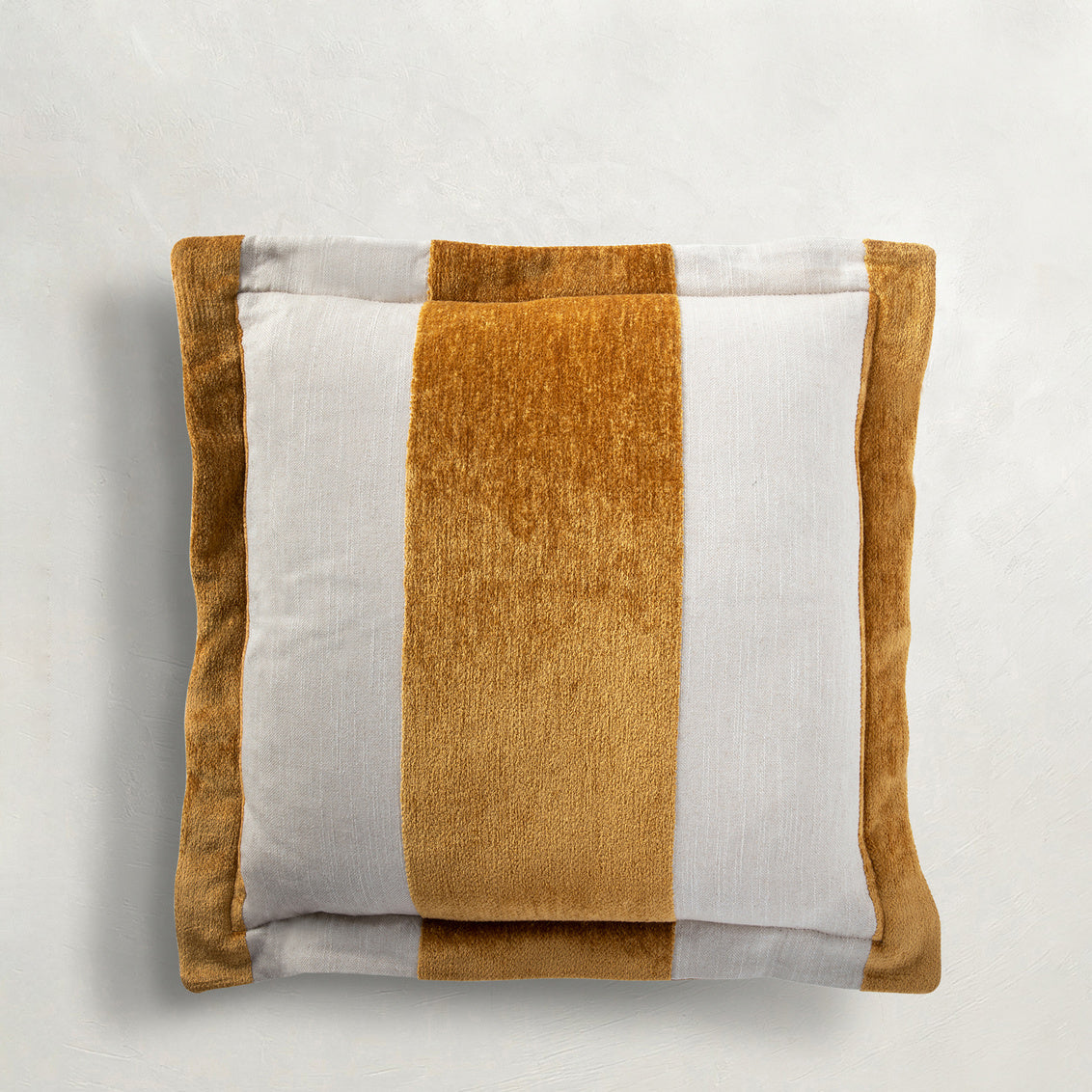 Wide Stripe Chenille Mustard Feather 22x22
