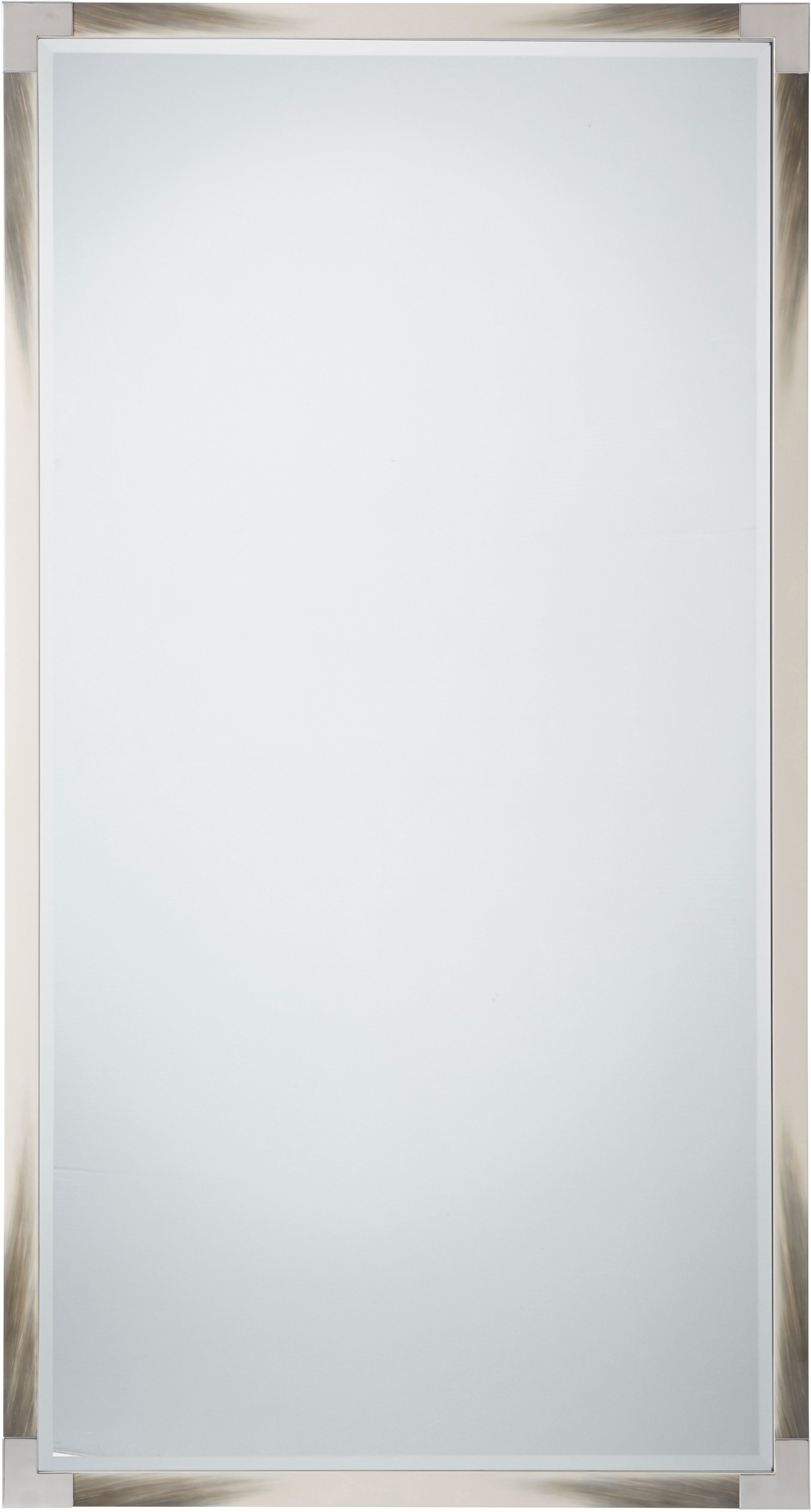 Cutting Edge Floor Mirror (Longhorn White) in Poplar, Mirror, Stainless Steel - Theodore Alexander