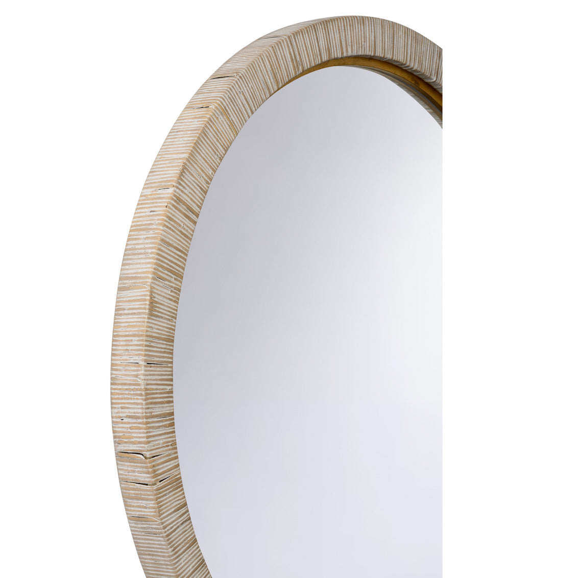 Stately Round Mirror in Whitewashed/Antique Gold Leaf / Rattan - Chelsea House