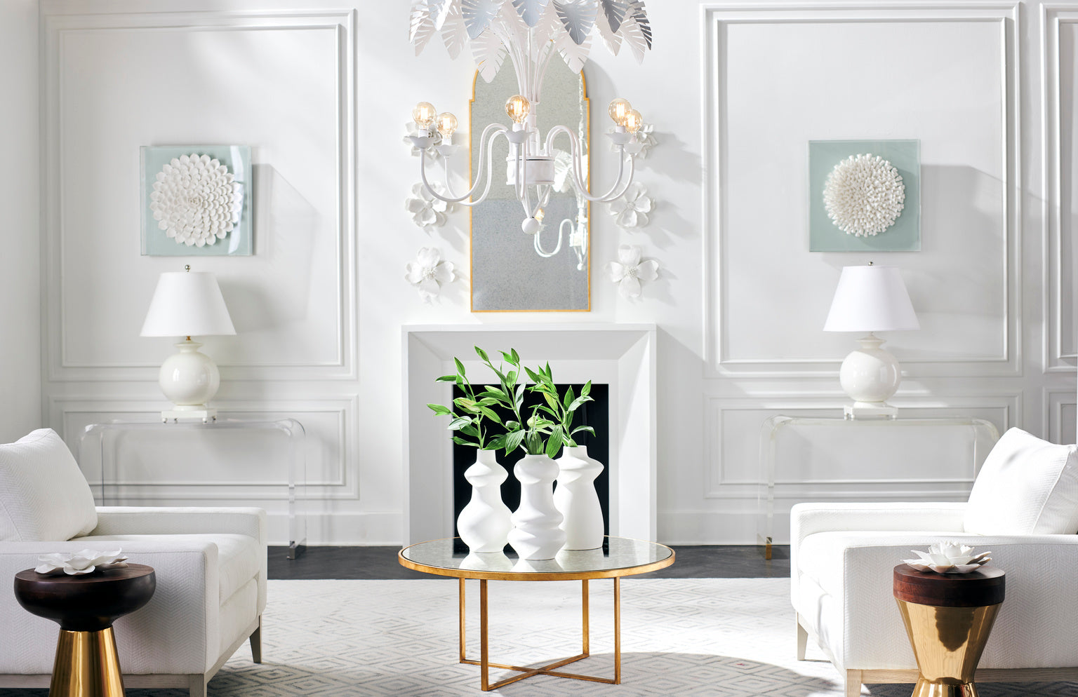 Fern Chandelier - White in 41 / Iron - Chelsea House