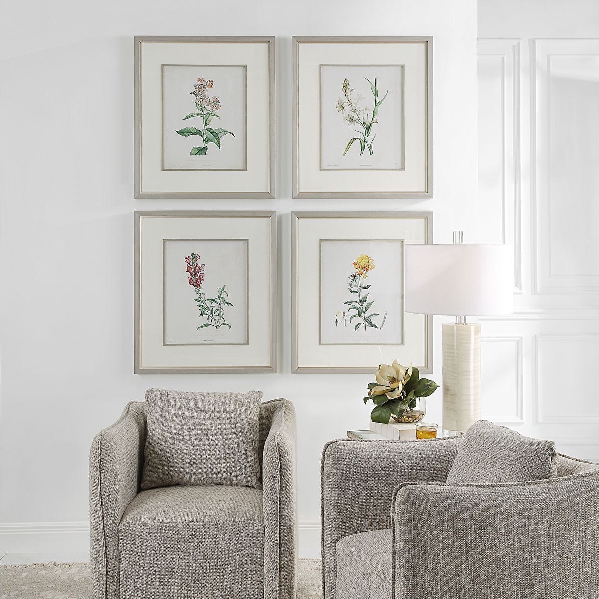 Heirloom Blooms Study Framed Prints, S/4 – Art by Uttermost | Sutter & Vale