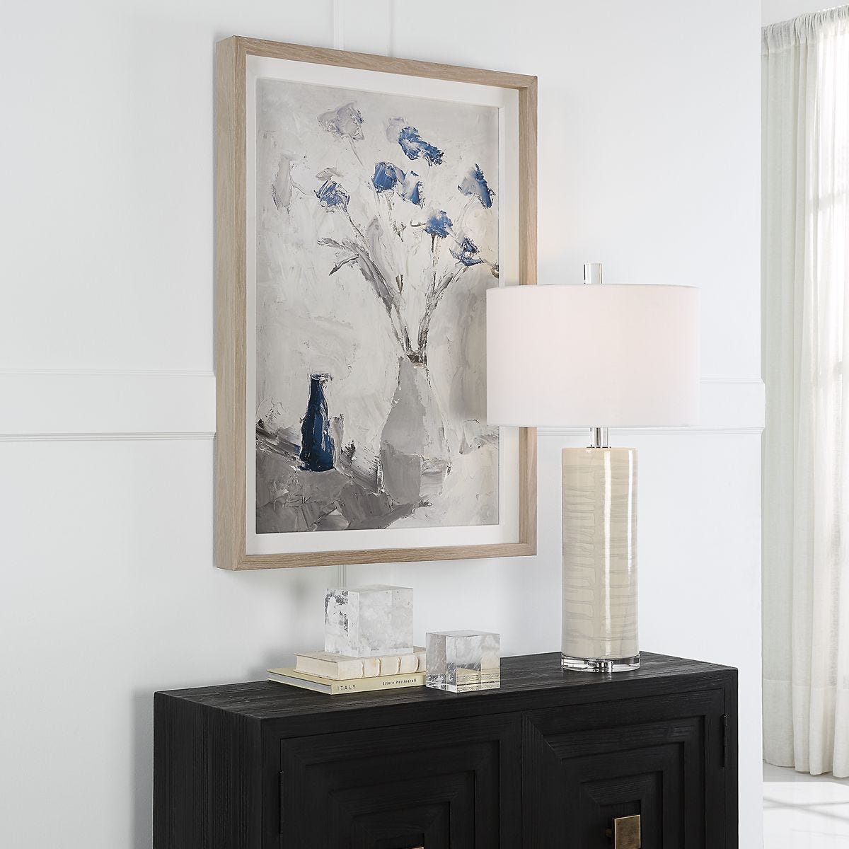 Blue Flowers In Vase Framed Print – Art by Uttermost | Sutter & Vale