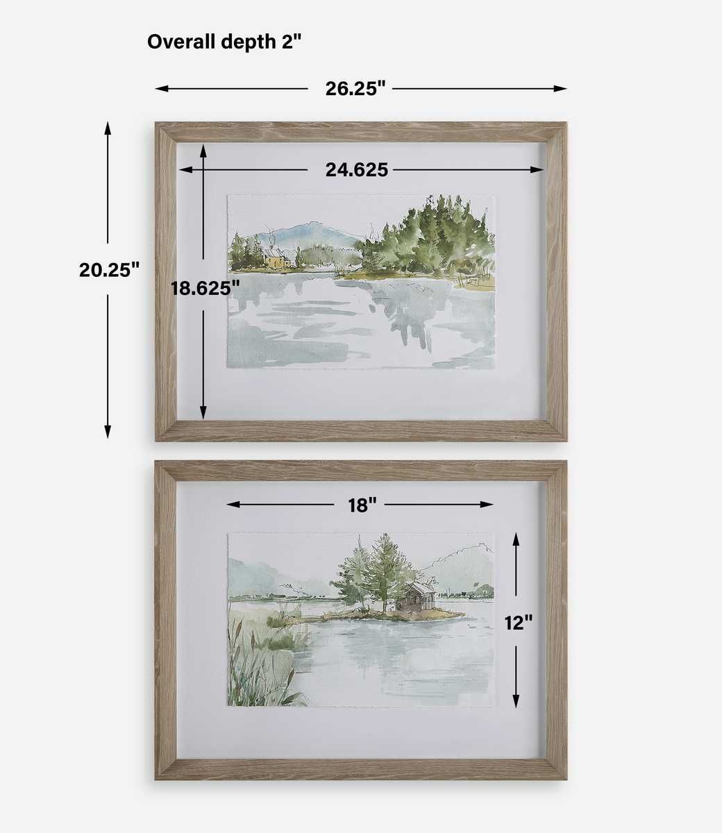 Serene Lake Framed Prints, S/2 – Art by Uttermost | Sutter & Vale