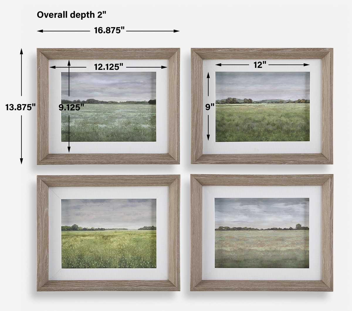 Quiet Meadows Framed Prints, S/4