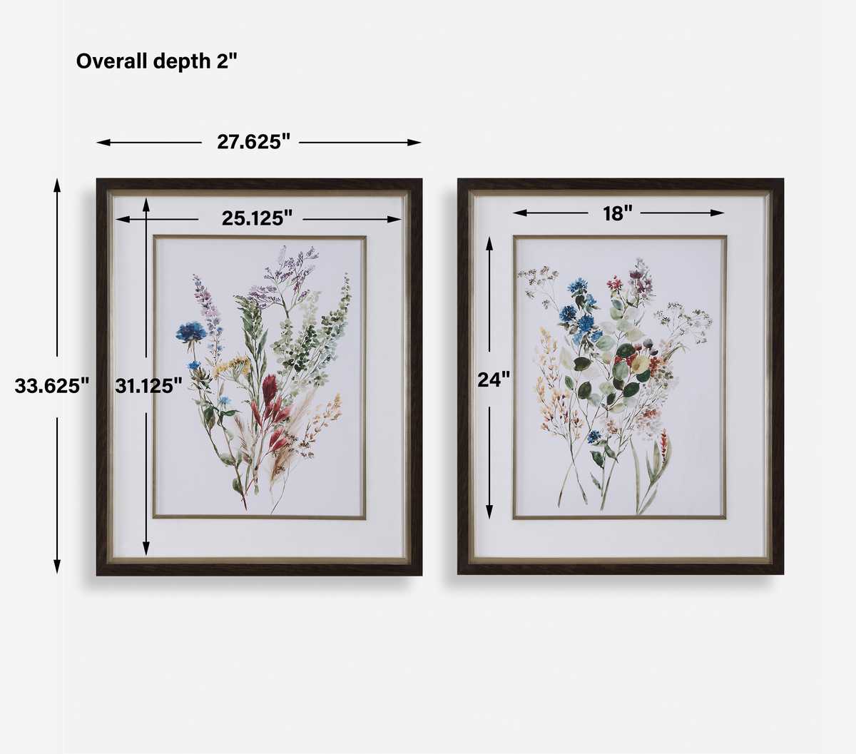 Delicate Flowers Framed Prints, S/2