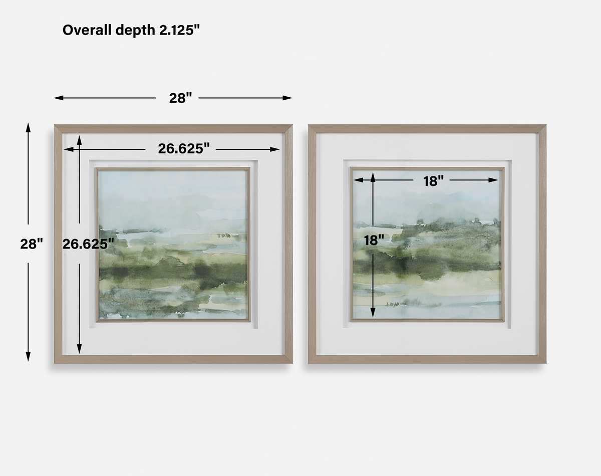 Soft Sage Framed Prints, S/2