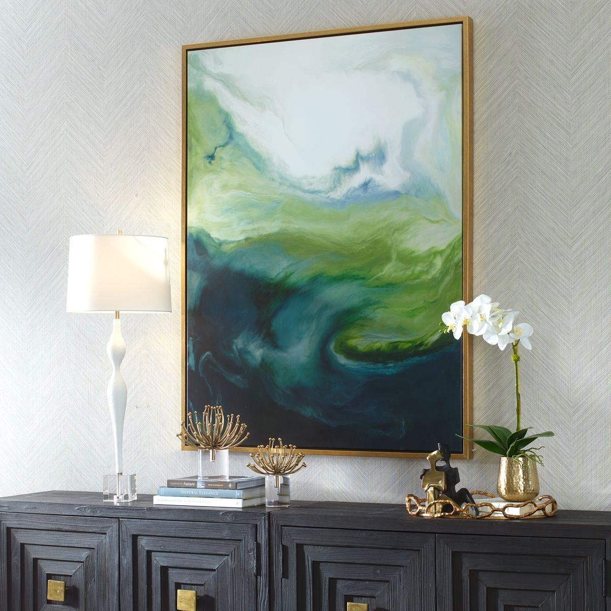 Serene Green Framed Canvas – Art by Uttermost | Sutter & Vale