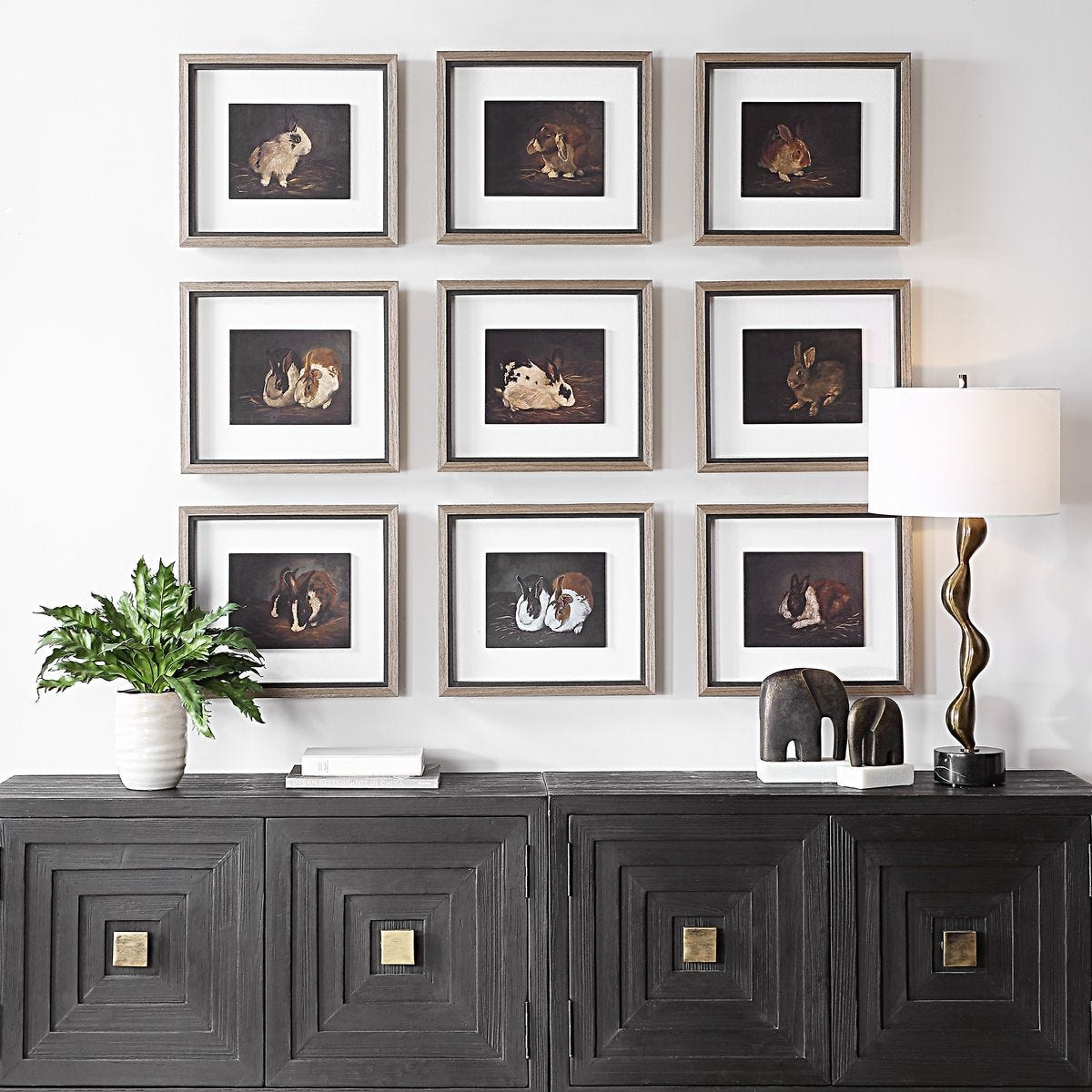Resting Bunny Framed Prints, S/9 – Art by Uttermost | Sutter & Vale
