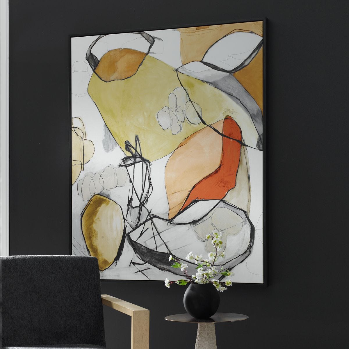 Charcoal Improvision Framed Canvas – Art by Uttermost | Sutter & Vale