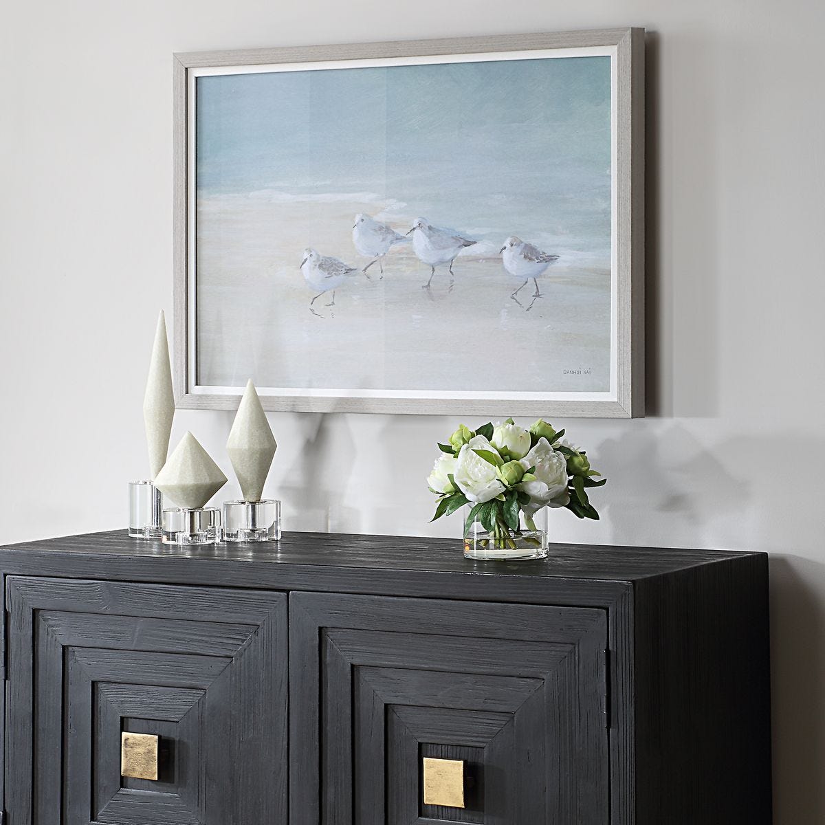 Tranquil Shorebirds on the Sand Framed Print