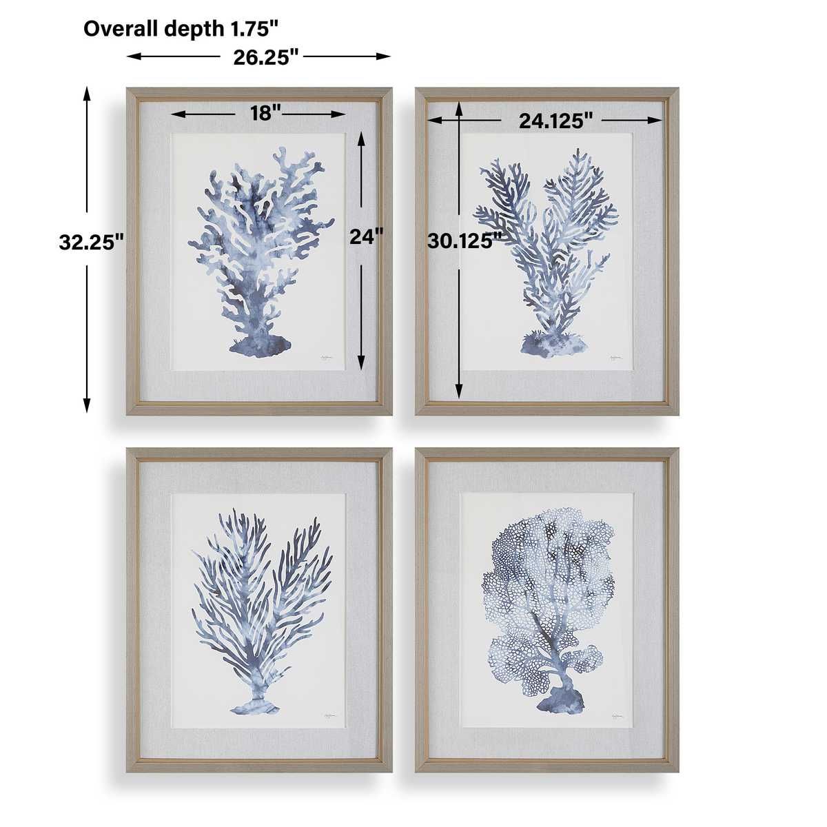 Shibori Coral Framed Prints, S/4 – Art by Uttermost | Sutter & Vale