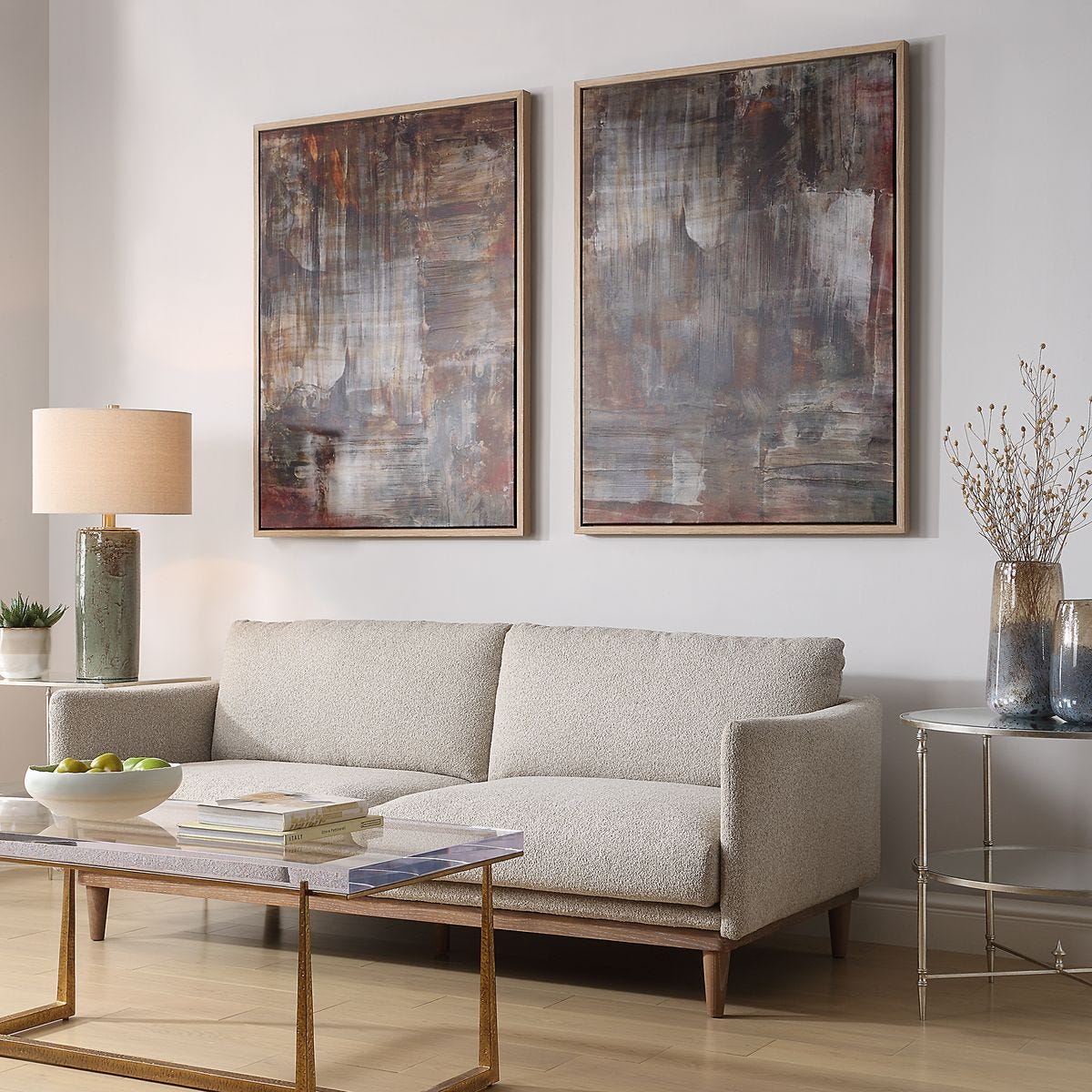 Molten Patina Framed Canvases, S/2